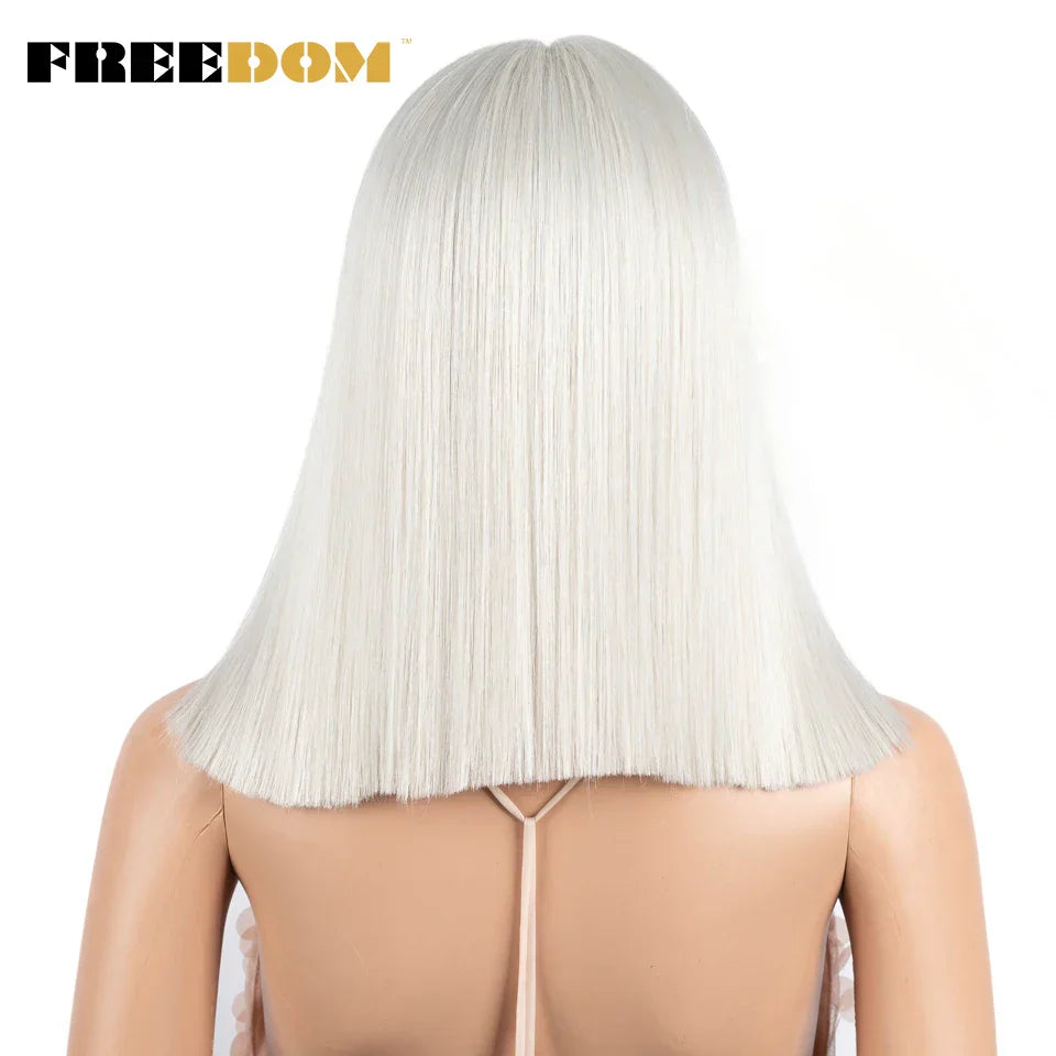 FREEDOM Synthetic Lace Wig Short Bob Straight Middle