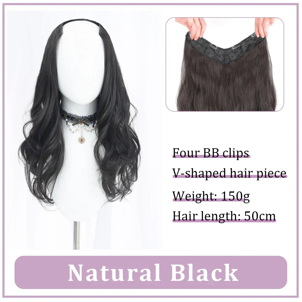 WEILAI Women's V-Shaped Long Hair Extension Synthetic Wig