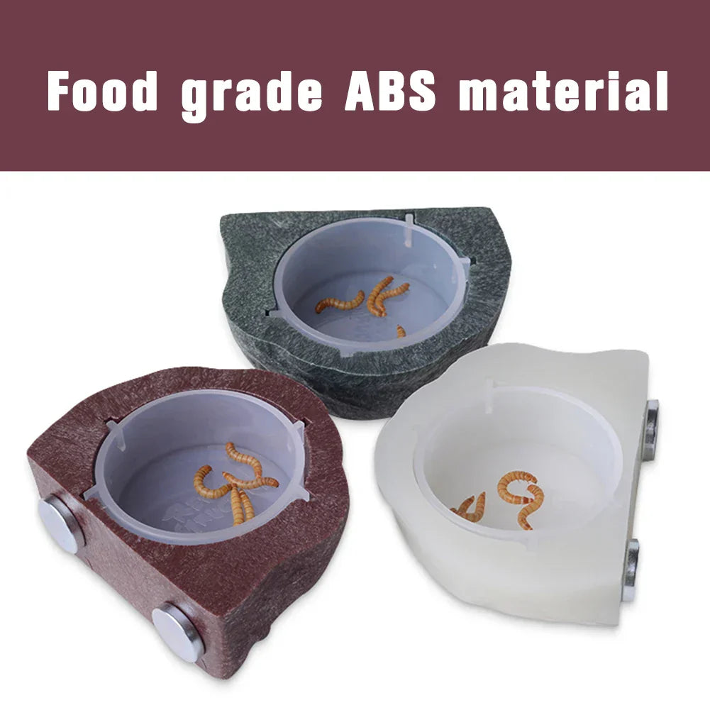 New Reptile Gecko Food Water Bowl Magnetic Adsorption