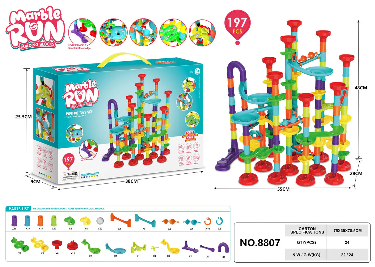 29-197pcs Set DIY Construction Marble Run Race Track