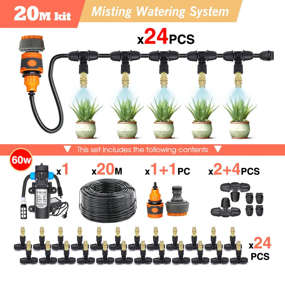 30-5M Garden Adjustable Brass Nozzle Misting Watering System