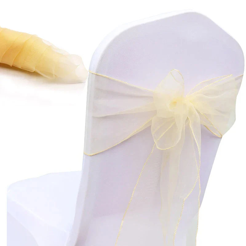 30PCs/lot Organza Chair Sashes Knot Bands Chair Bows