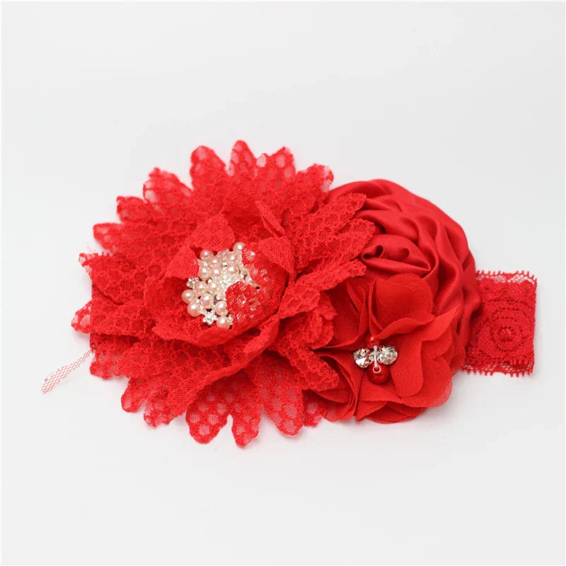 Baby girls Flower Headband Newborn Infant Pearl Flowers