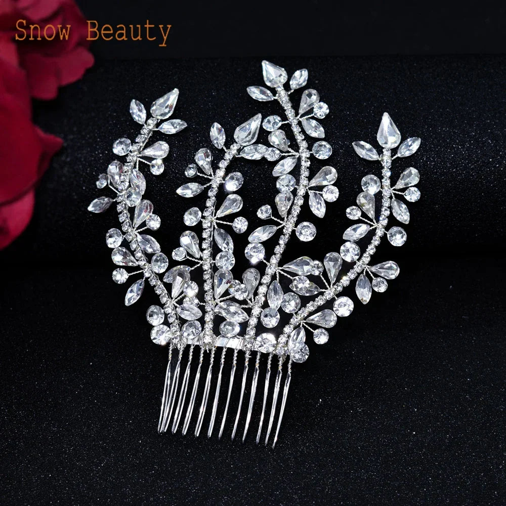 A409 Luxury Wedding Comb Rhinestone Headwear Bride Hair