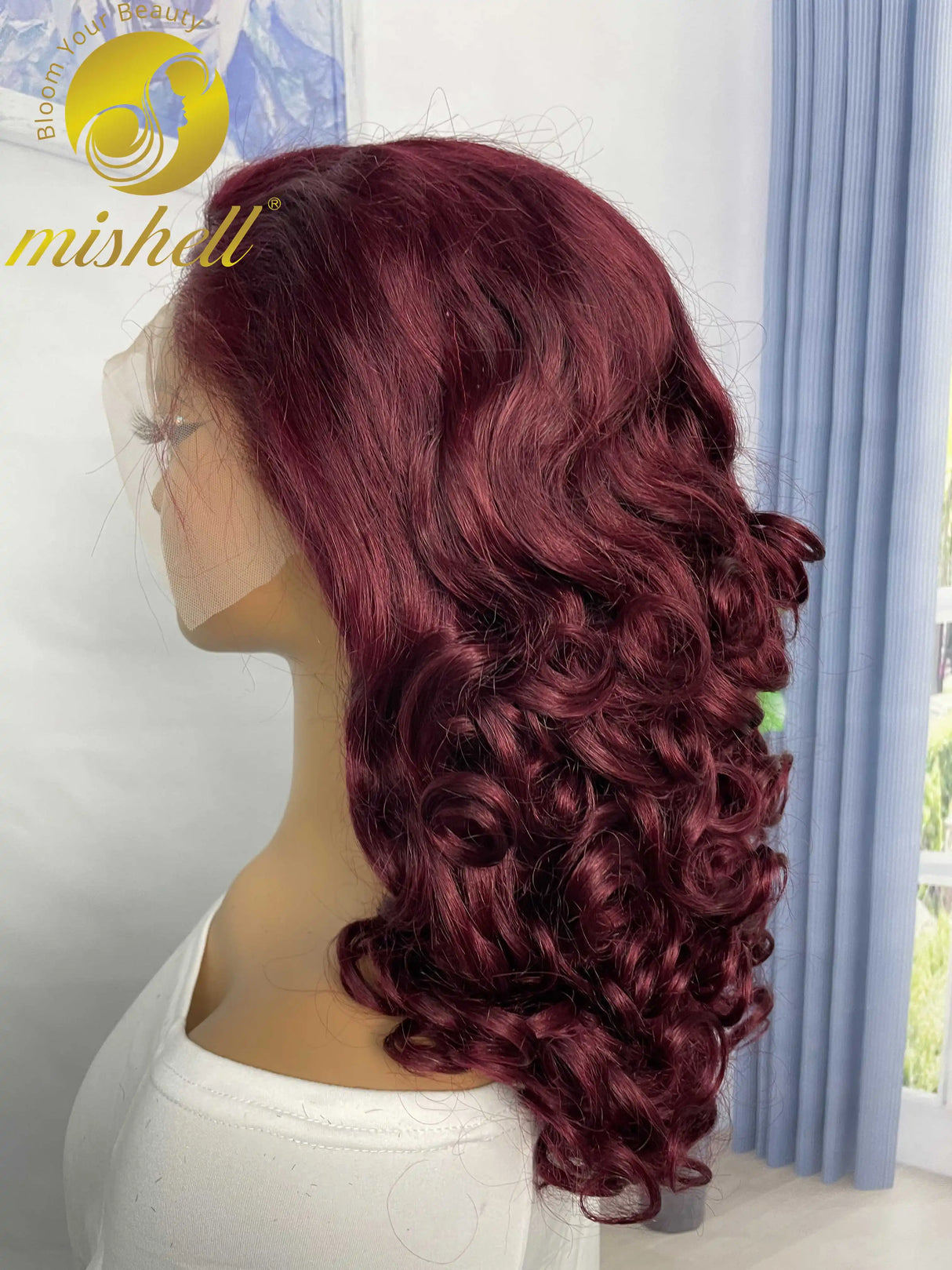 250% Density 99J Burgundy Bouncy Curly Human Hair