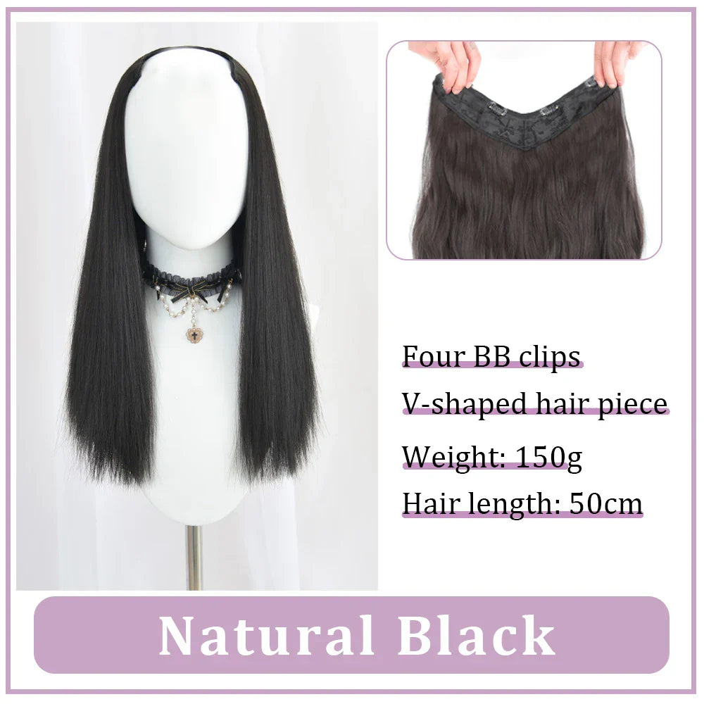 WEILAI Women's V-Shaped Long Hair Extension Synthetic Wig