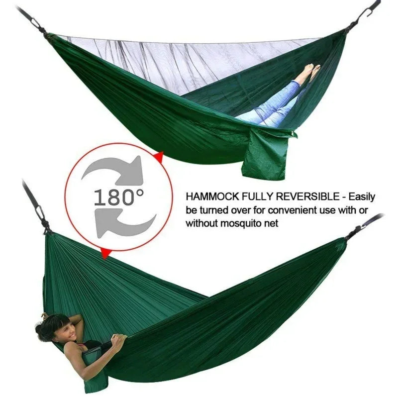 Double Travel Camping Hammock with Mosquito Net,Backpacking Portable
