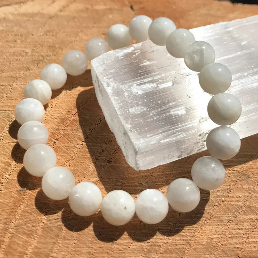 Ruberthen 8 MM White Moonstone Bracelet Chakra Healing