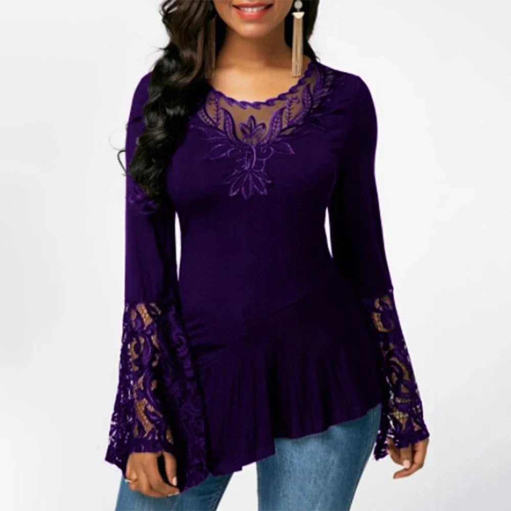 Plus Size Sexy Womens Autumn Winter Solid Pullover