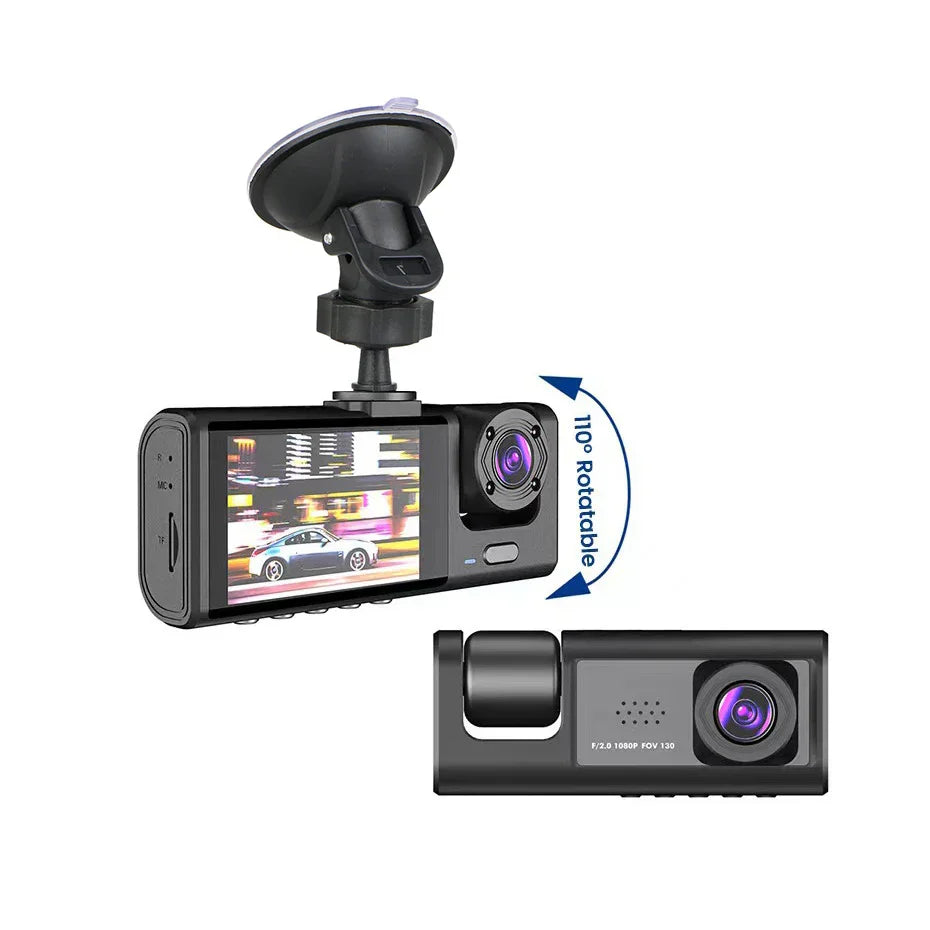 3 Channel Dash Cam Video Recorder Three Lens