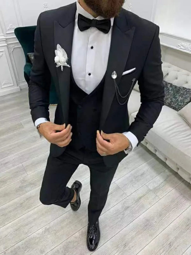 New Casual Fashion Men's Suit Slim Groom Wedding