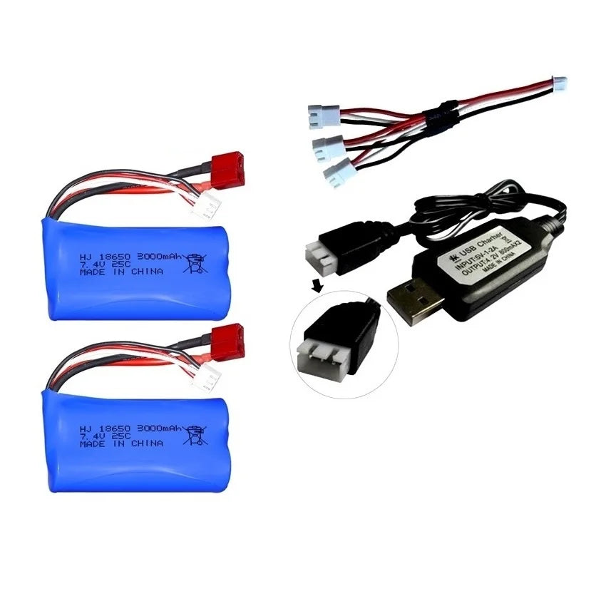 7.4V 3000mAh 18650 Lipo Battery for Wltoys 10428