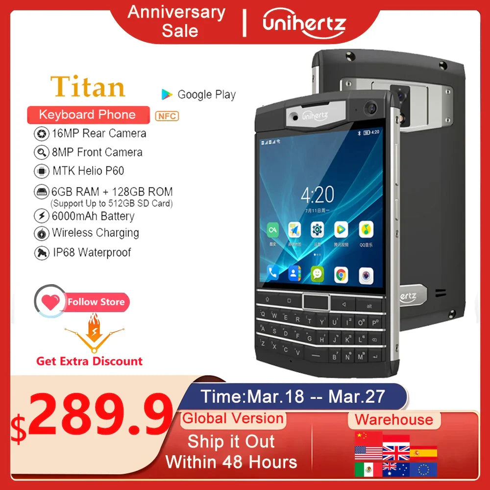 Unihertz Titan Rugged Smartphone 4G 6GB 128GB Android
