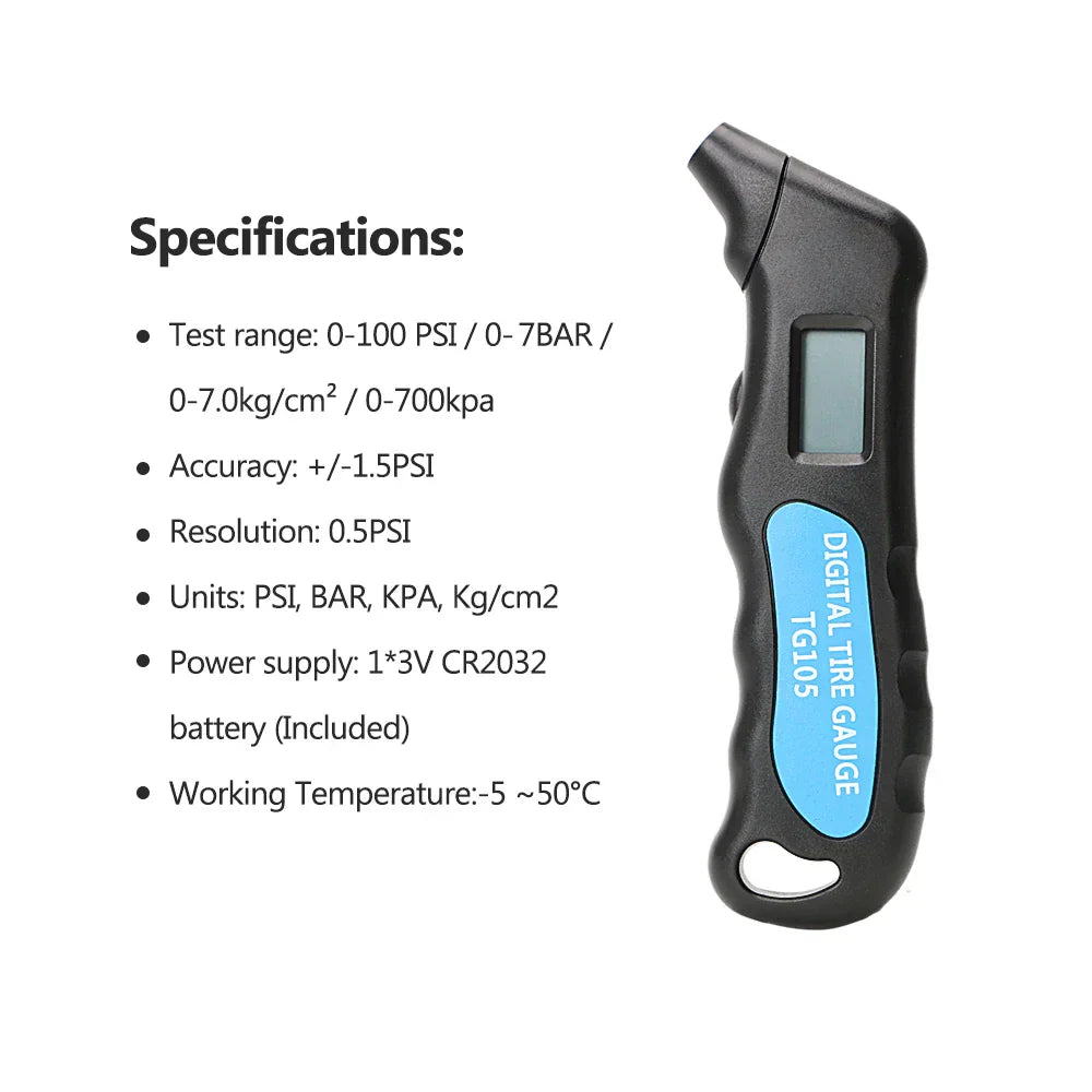 0100Psi7Bar Motorcycle Tire Test Gauge Tester TPMS Tyre