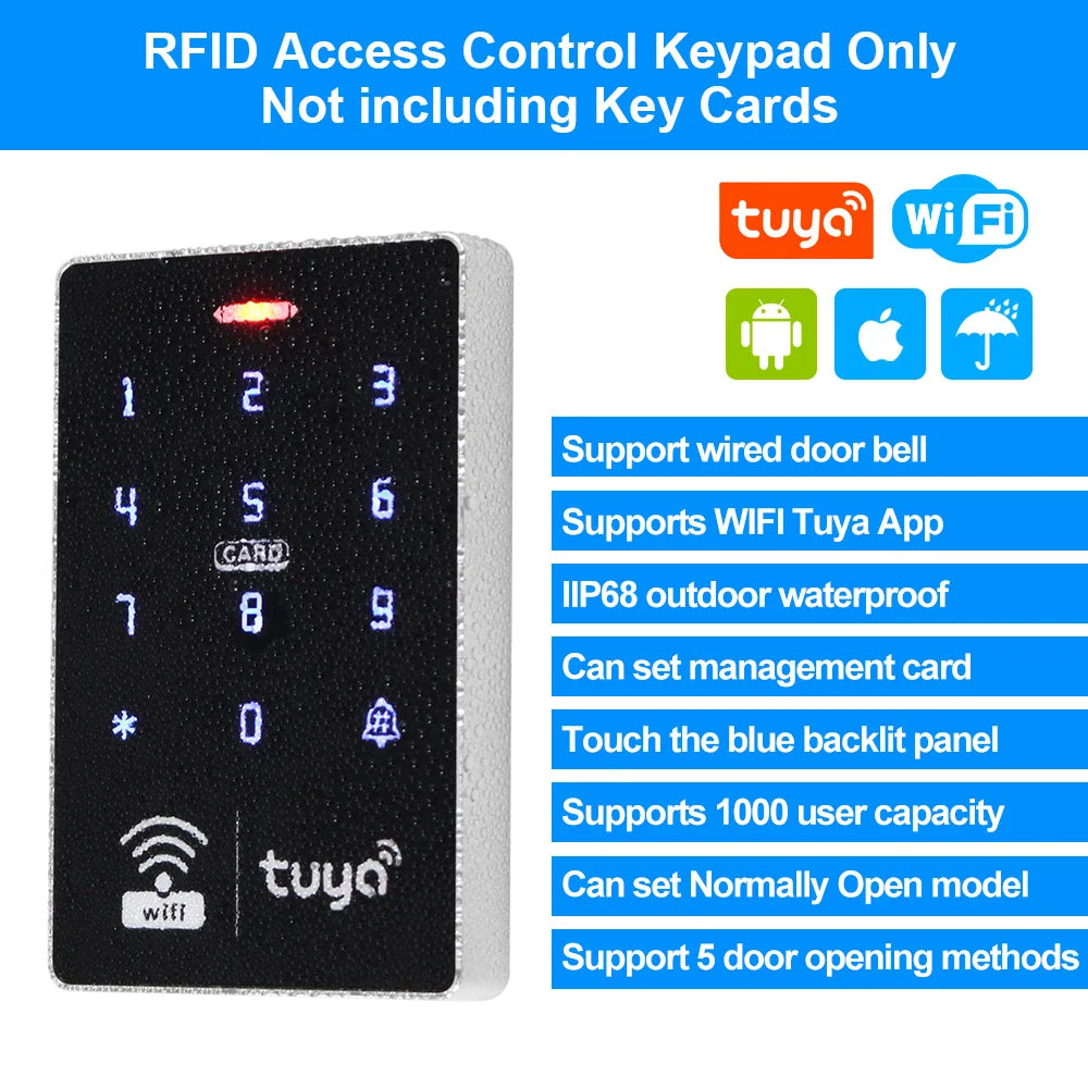 WiFi Tuya Door Access Control Keypad IP68 Waterproof