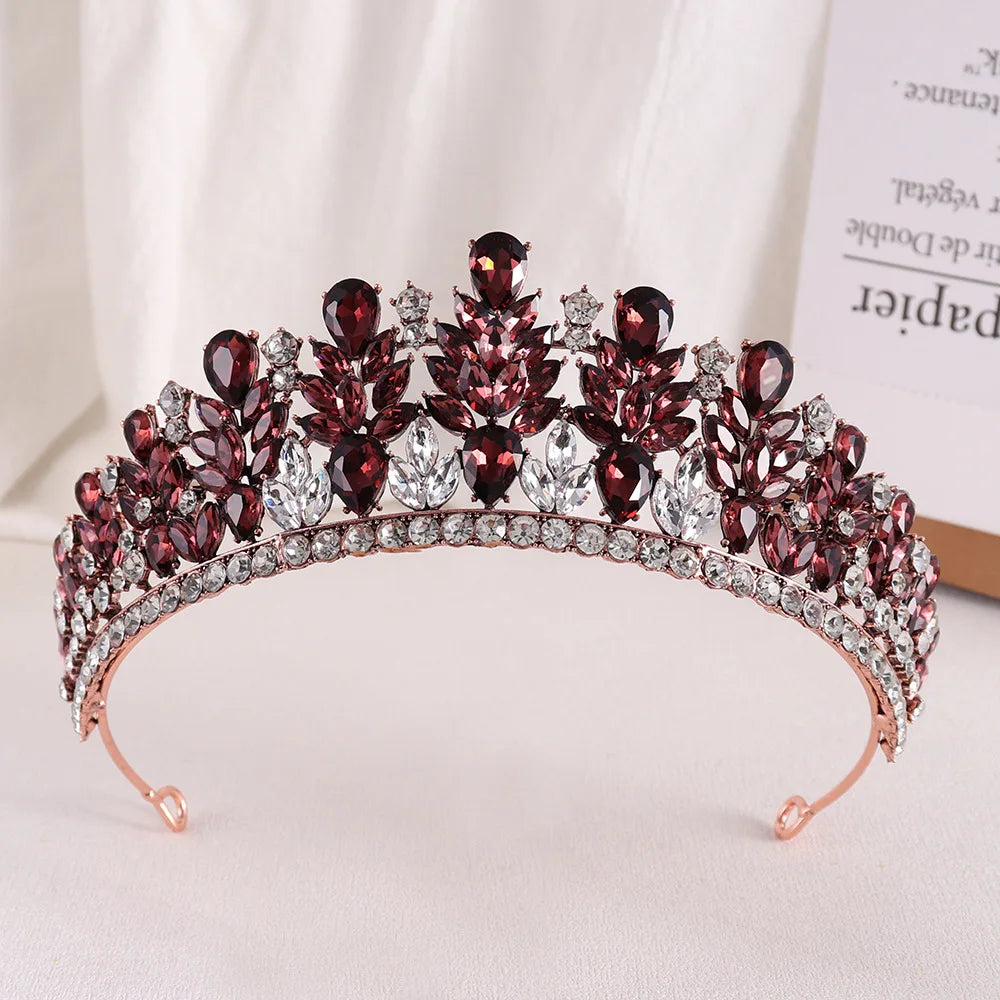 Baroque Green Opal Wedding Headband Crystal Bridal Crowns