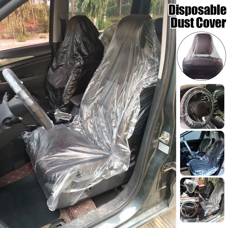50Pcs Disposable Car Seat Covers Transparent Waterproof Dust
