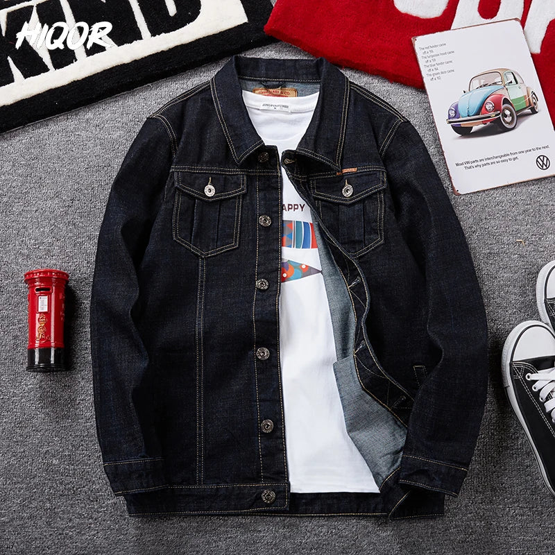 HIQOR Oversize Denim Jacket Male 8xl Men's Fashion