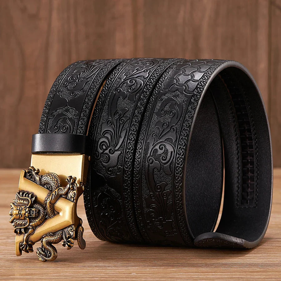 3.5CM V Buckle Cowskin Genuine Leather Belt Quality