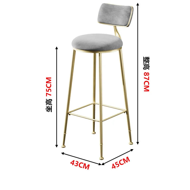Nordic Bar Chair Light Luxury Home Golden Bar