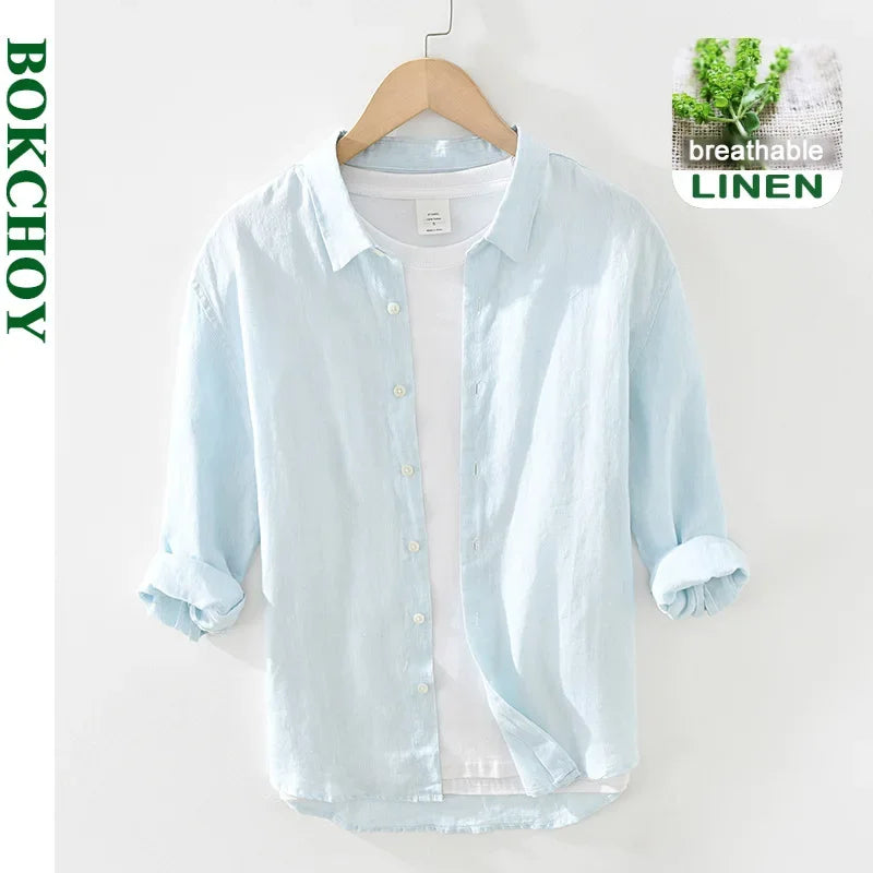 Summer and Spring New Pure Linen Three-quarter Sleeve