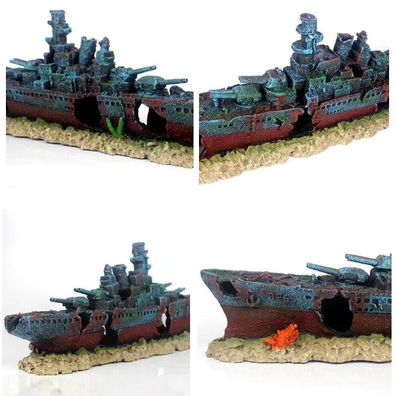 49cm Navy Warship Batttle Ship Resin Boat Aqaurium
