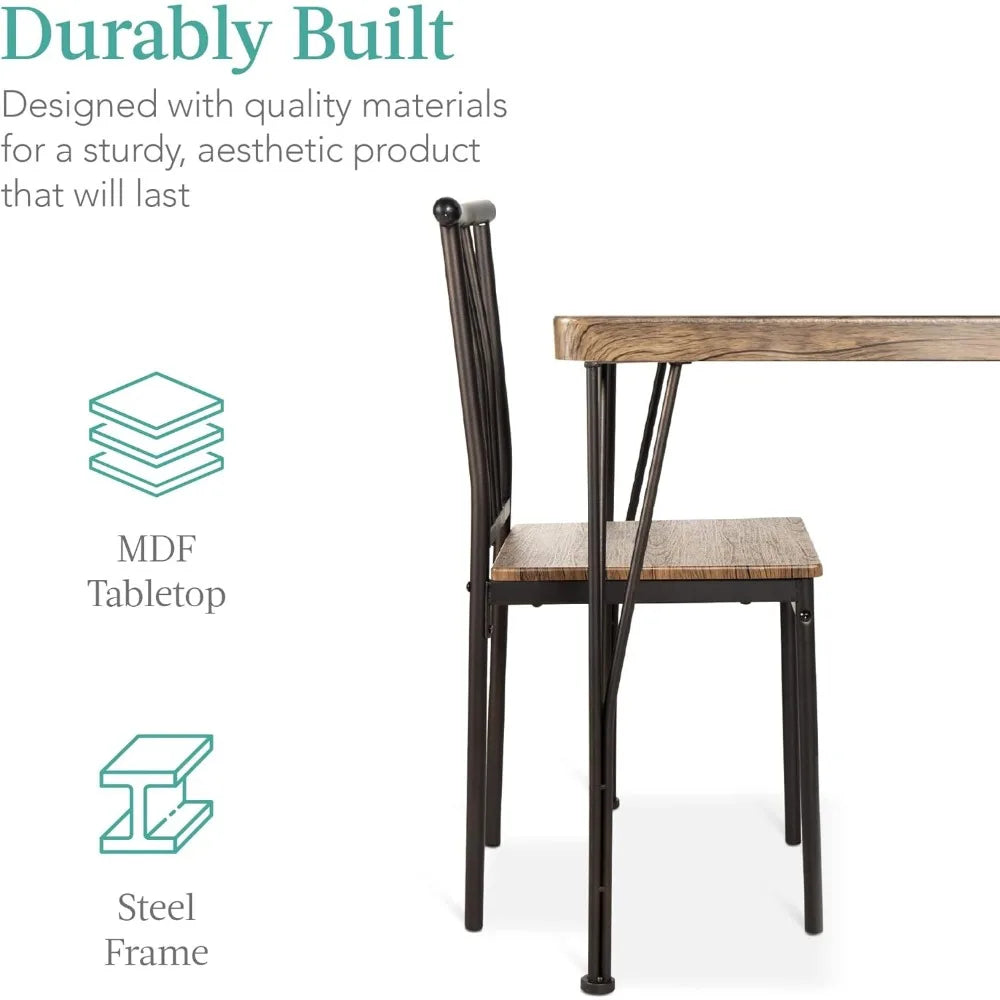 5-Piece Metal and Wood Indoor Modern Rectangular Dining