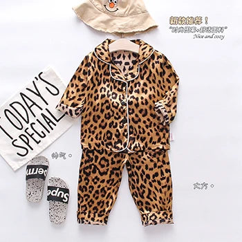 Toddler Girls Silk Satin Pajamas Sets Cartoon Kids