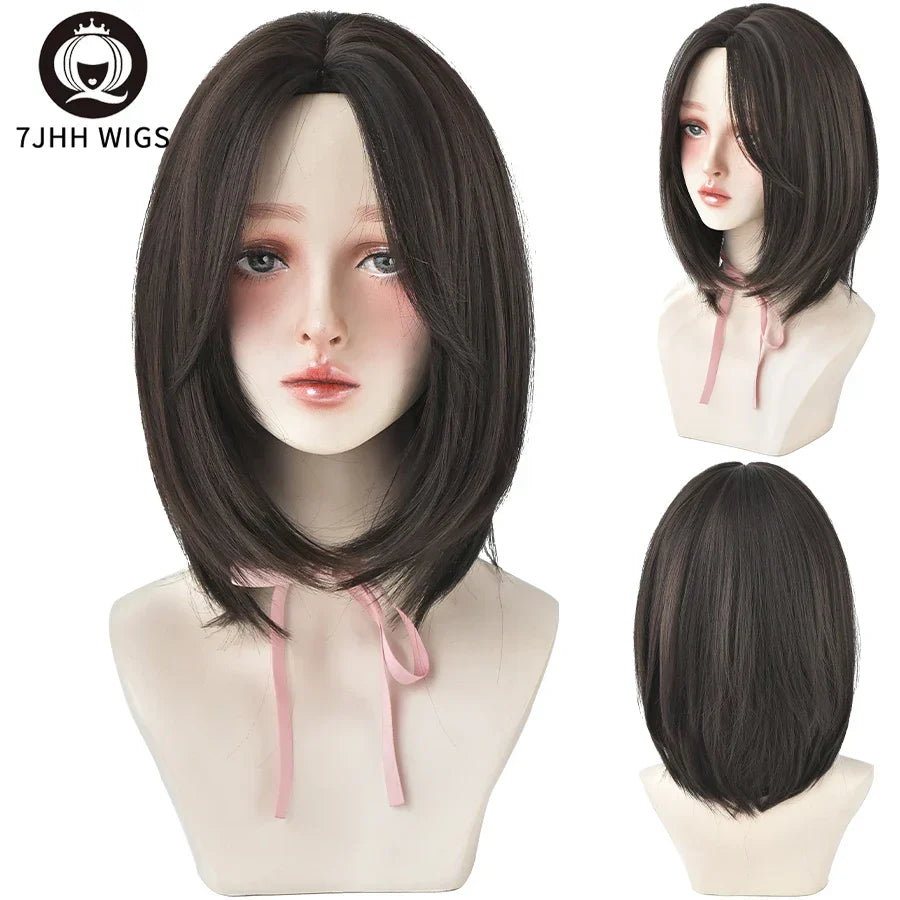 7JHH WIGS Black Short Bob Wig for Girl