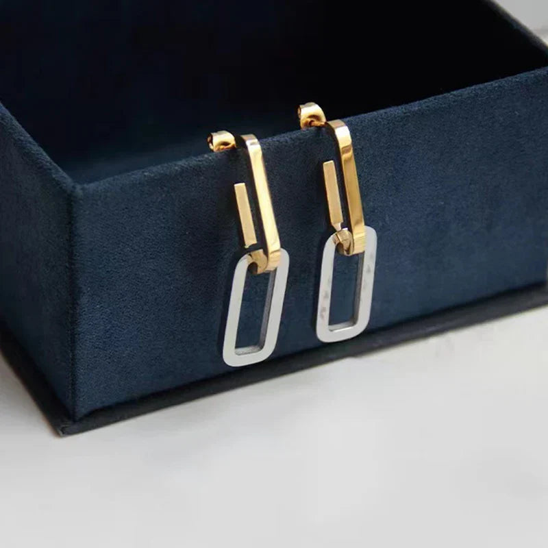 Stainless Steel Two-tone Earrings For Women High-end Detachable