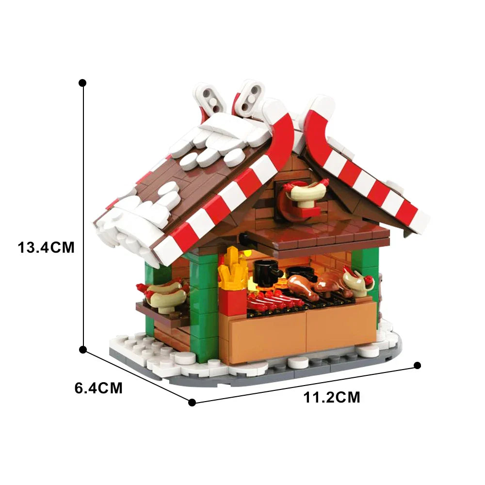 Gobricks MOC Winter Street View Christmas Grilling Stand