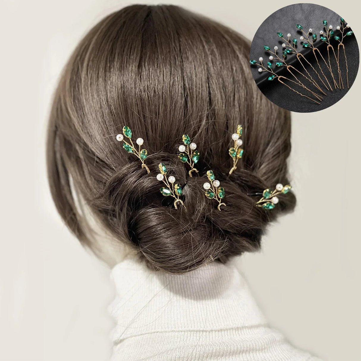 3PCS Flower Hairpin Bride Headdress For Women Pearl