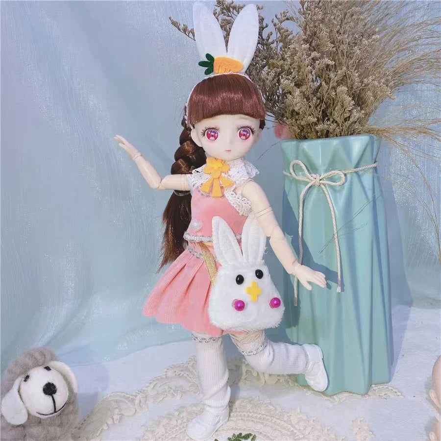 BJD Girl Dolls 30cm Kawaii Points Joint Movable