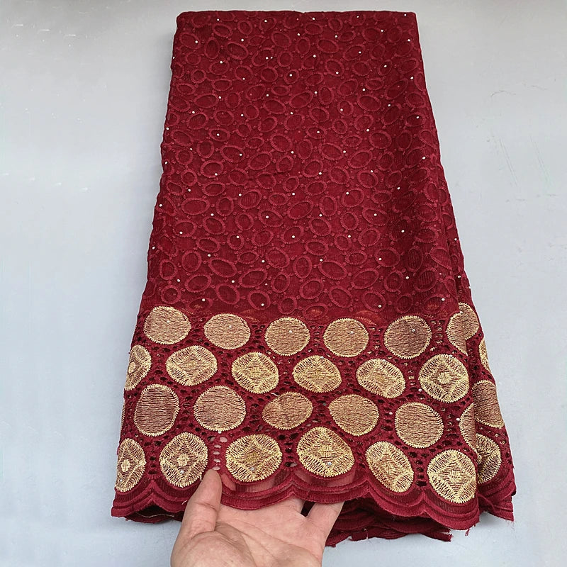 5 Yard French Nigerian Organza With Gold Thread
