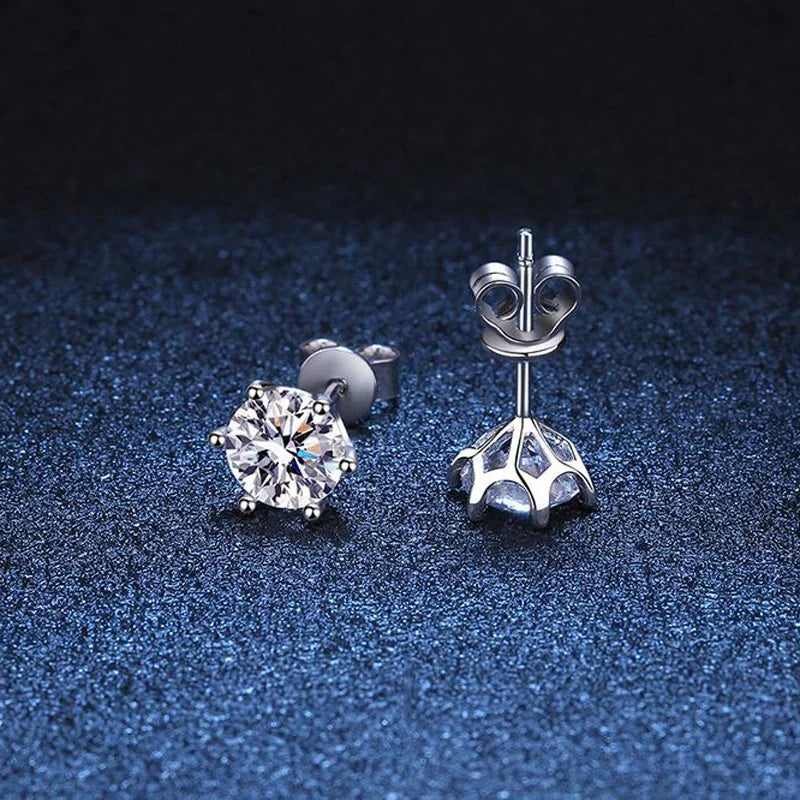 EWYA 0.5-2ct Moissanite Screw Stud Earrings D Color