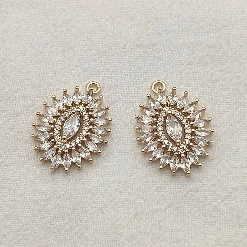 NEWARRIVAL! 26x19mm 20pcs Cubic Zirconia Copper Oval Charm