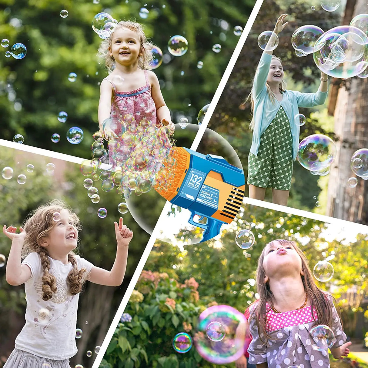 Bubble Gun 132 Holes Electric Automatic Soap Rocket Bubbles Machine Kids Portable Outdoor Party Toys Gift Children‘s Day Gifts