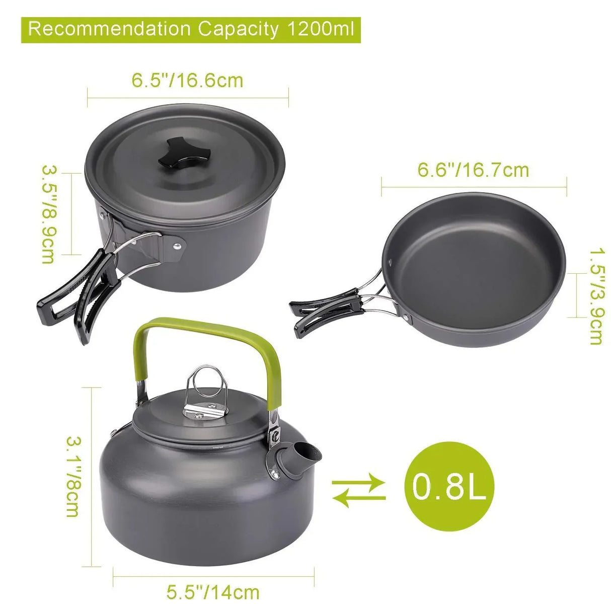 Camping Cookware Set Aluminum 2-8 Person Portable Outdoor