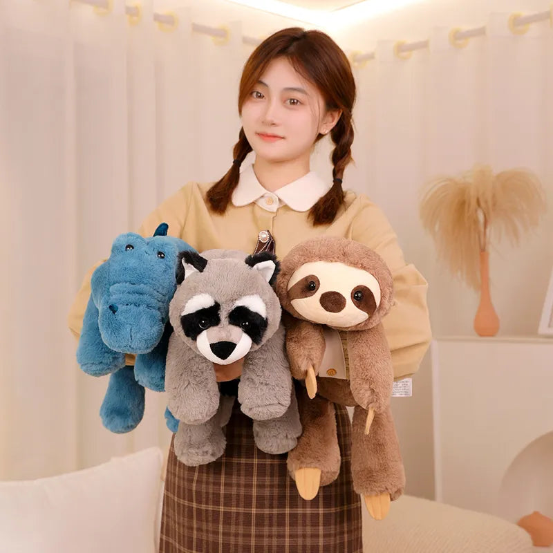 Cute Raccoon Crocodile Sloth Fox Animals Soft Plush