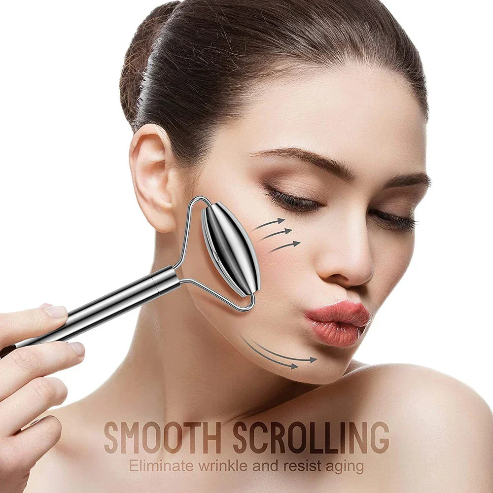 Face Roller and Gua Sha Set - Stainless