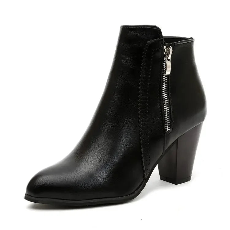 Ankle Boots Women's Fashion Coarse Heel Short Boots