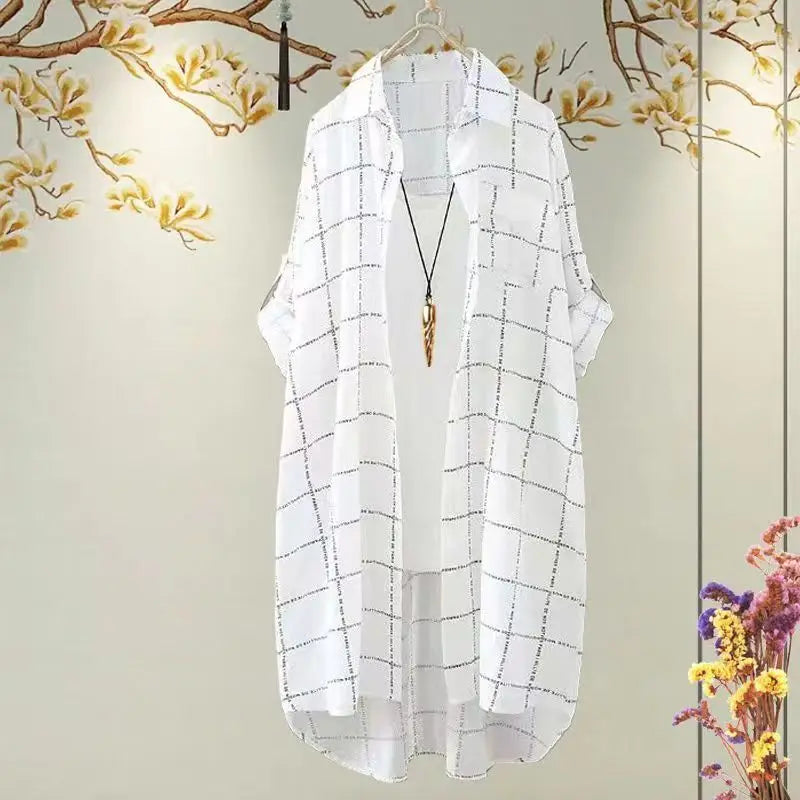 Plus Size Casual Plaid Print Oversize Women Autumn
