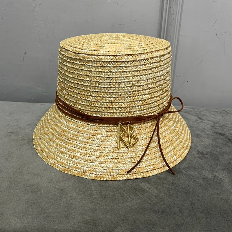 RB Straw bucket Hat for women Retro Elegant
