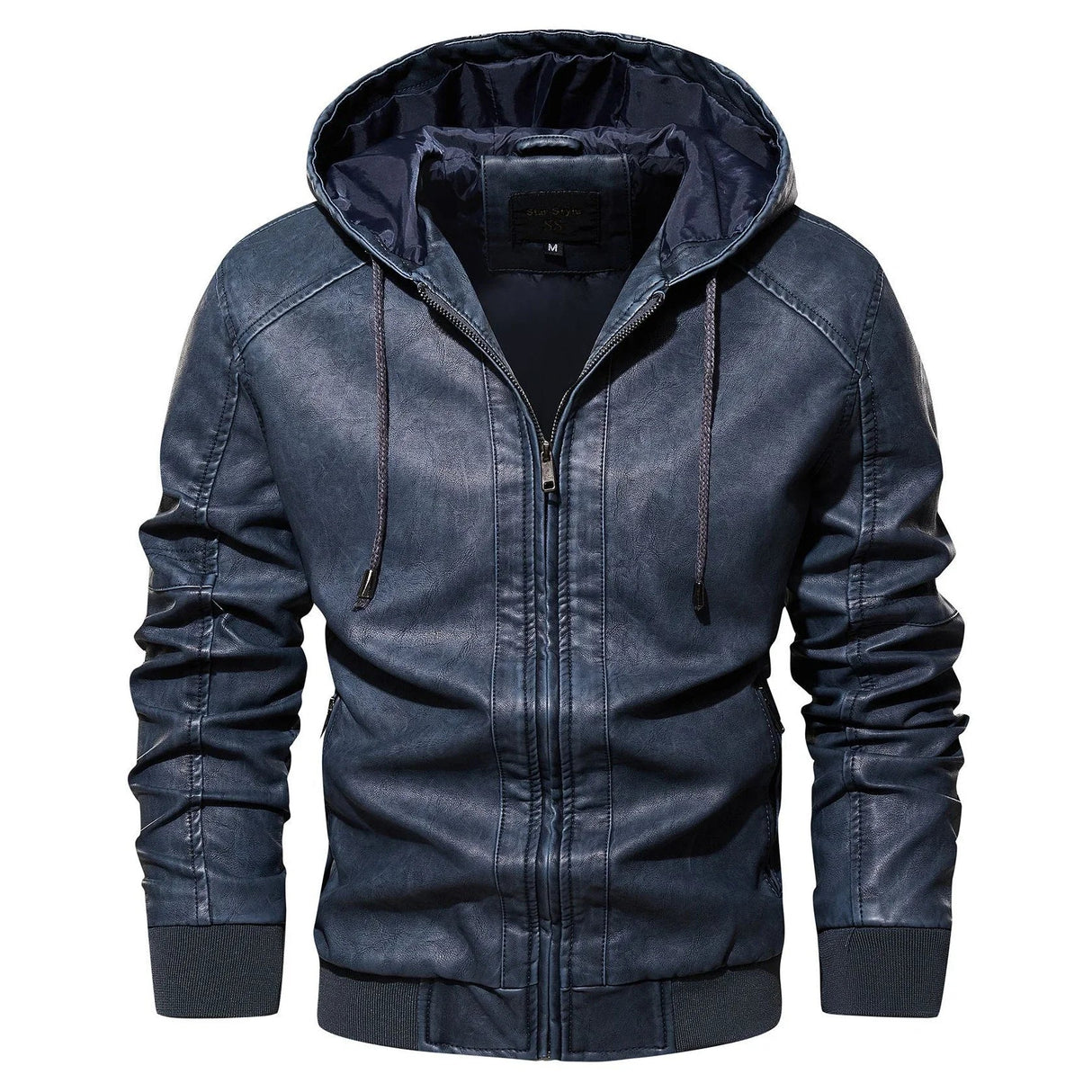 Autumn Men's Hooded Leather Motorcycle Jacket Fashion Slim