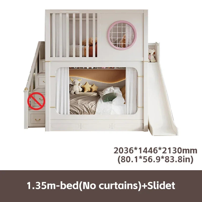 Modern High And Low Kids Bed With Ladder