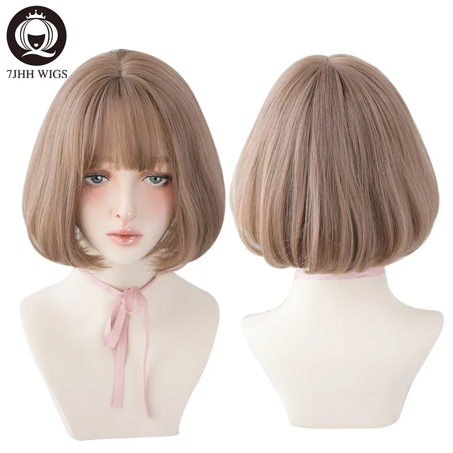 7JHH WIGS Black Short Bob Wig for Girl