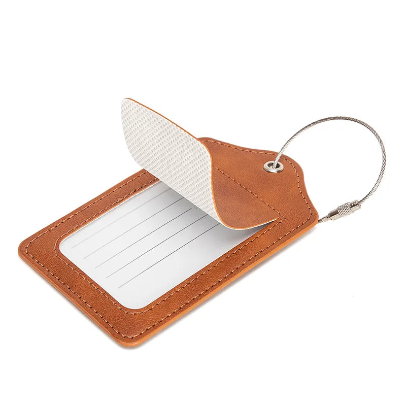 PU leather luggage tag With Anti Loss Wire