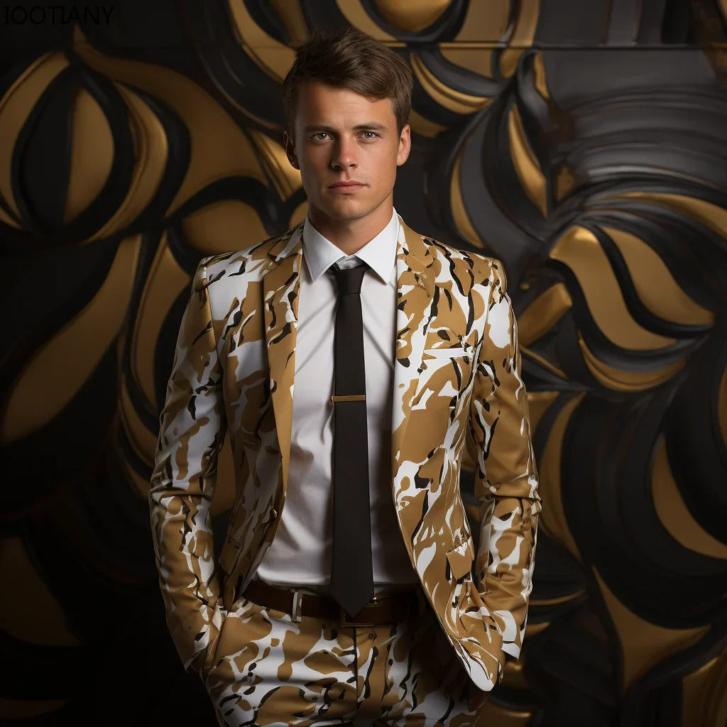 2024 Leopard Print Men's Trouser Suit Men's 3d