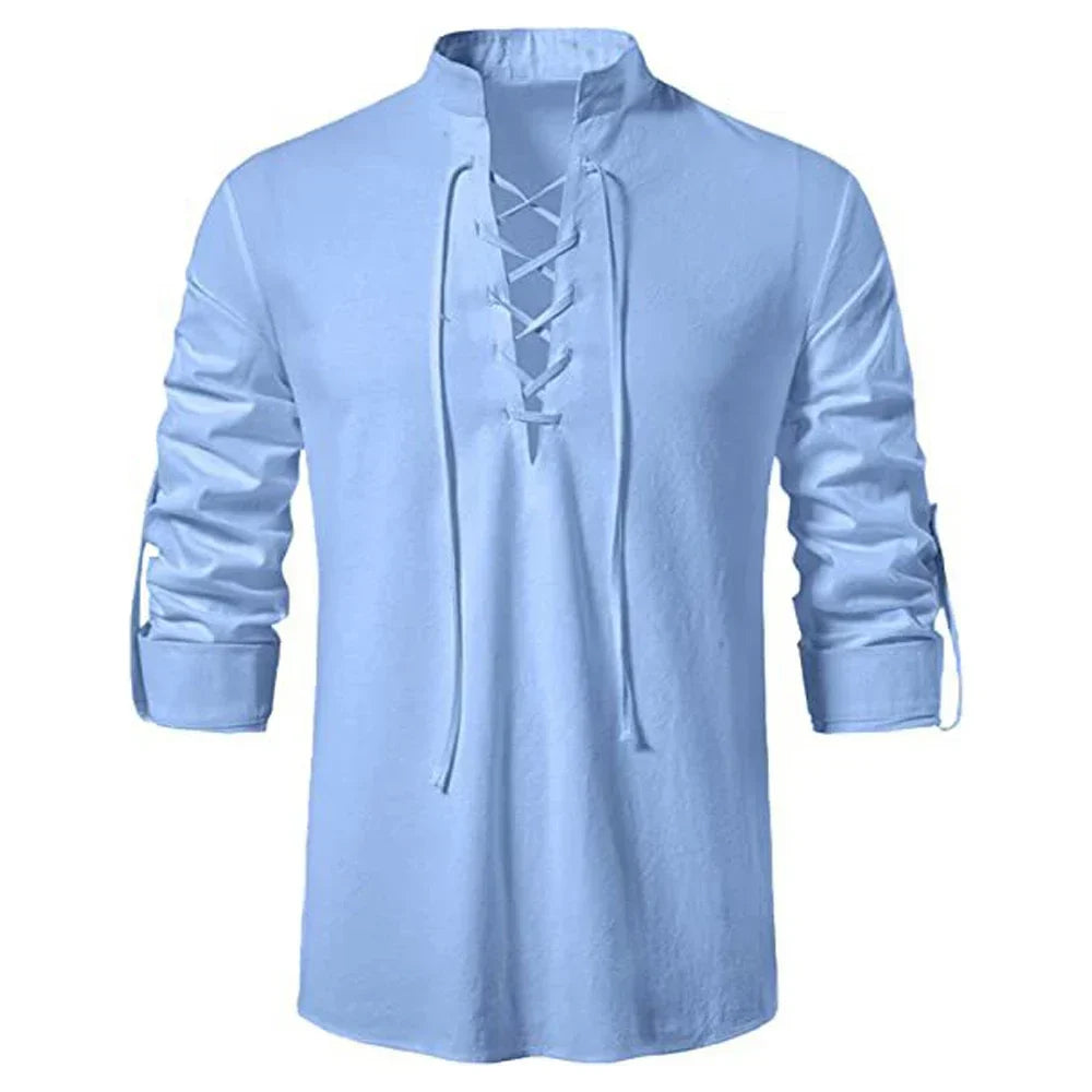 Spring Summer Men's Shirts Cotton Linen Long Sleeved