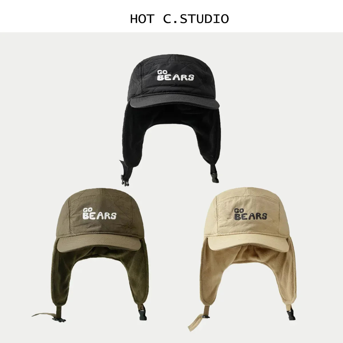 Korean Retro Flat Brimmed Fleece Lined Bomber Hats